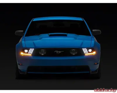 Raxiom Clear Lens Black Housing LED Projector Headlights w/ DRL & Sequential Turn Signals Ford Mustang w/ Factory Halogen Headlights 2010-2012 - 426685