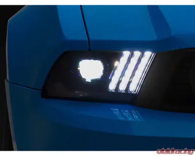 Raxiom Clear Lens Black Housing LED Projector Headlights w/ DRL & Sequential Turn Signals Ford Mustang w/ Factory Halogen Headlights 2010-2012 - 426685