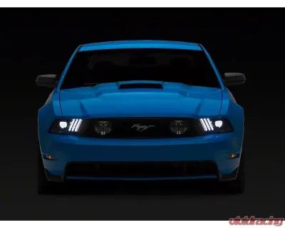 Raxiom Clear Lens Black Housing LED Projector Headlights w/ DRL & Sequential Turn Signals Ford Mustang w/ Factory Halogen Headlights 2010-2012 - 426685