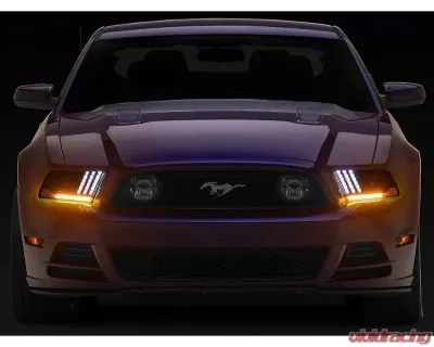 Raxiom Clear Lens Black Housing LED Projector Headlights w/ DRL & Sequential Turn Signals Ford Mustang w/ Factory HID Headlights 2013-2014 - 426686