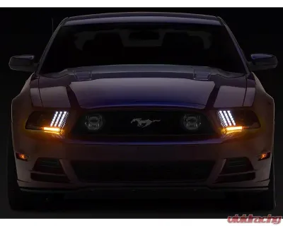 Raxiom Clear Lens Black Housing LED Projector Headlights w/ DRL & Sequential Turn Signals Ford Mustang w/ Factory HID Headlights 2013-2014 - 426686