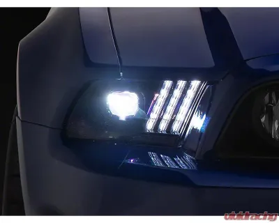 Raxiom Clear Lens Black Housing LED Projector Headlights w/ DRL & Sequential Turn Signals Ford Mustang w/ Factory HID Headlights 2013-2014 - 426686