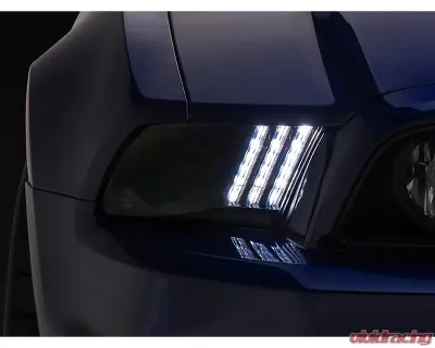 Raxiom Clear Lens Black Housing LED Projector Headlights w/ DRL & Sequential Turn Signals Ford Mustang w/ Factory HID Headlights 2013-2014 - 426686