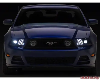 Raxiom Clear Lens Black Housing LED Projector Headlights w/ DRL & Sequential Turn Signals Ford Mustang w/ Factory HID Headlights 2013-2014 - 426686
