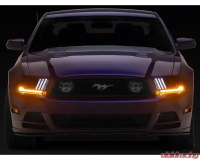 Raxiom Clear Lens Black Housing LED Projector Headlights w/ DRL & Sequential Turn Signals Ford Mustang w/ Factory HID Headlights 2013-2014 - 426686