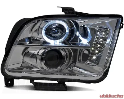 Raxiom Clear Lens Chrome Housing LED Halo Projector Headlights Ford Mustang 2005-2009 - 49006