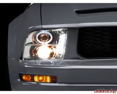Raxiom Clear Lens Chrome Housing LED Halo Projector Headlights Ford Mustang 2005-2009 - 49006