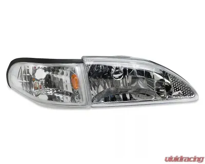 Raxiom Axial Series Clear Lens Chrome Housing Cobra Style Headlights Ford Mustang 1994-1998 - 49049