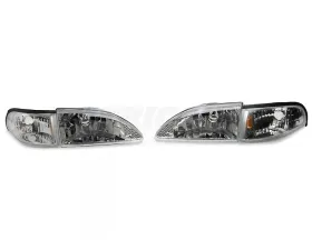 Raxiom Axial Series Clear Lens Chrome Housing Cobra Style Headlights Ford Mustang 1994-1998