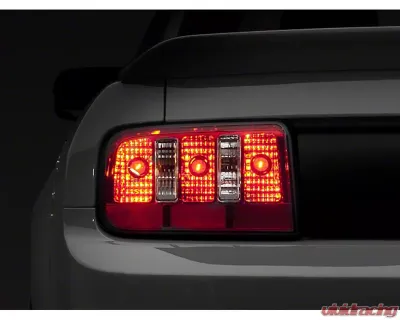 Raxiom Red/Clear Lens Chrome Housing Cayote Tail Lights Ford Mustang 2005-2009 - 49123
