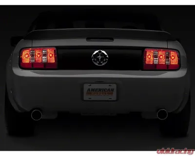 Raxiom Red/Clear Lens Chrome Housing Cayote Tail Lights Ford Mustang 2005-2009 - 49123