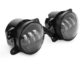 Raxiom Axial Series Clear Lens Black Die-cast Aluminum Housings LED Fog Lights Jeep Wrangler JK 2007-2018