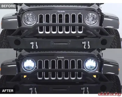 Raxiom Clear Lens Chrome Housing LED Halo Projector Headlights Jeep Wrangler JK 2007-2018 - J121872