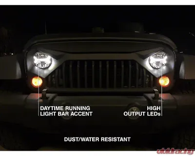 Raxiom Clear Lens Chrome Housing LED Halo Projector Headlights Jeep Wrangler JK 2007-2018 - J121872