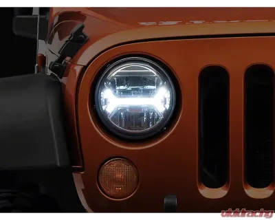 Raxiom Clear Lens Chrome Housing LED Halo Projector Headlights Jeep Wrangler JK 2007-2018 - J121872