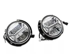 Raxiom Clear Lens Chrome Housing LED Halo Projector Headlights Jeep Wrangler JK 2007-2018