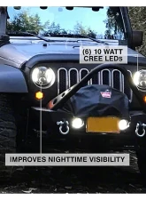 Raxiom Clear Lens Black Housing 6-LED Headlights w/ Partial Halo Jeep Wrangler TJ | JK 1997-2018                                     - J135442 - Image 12