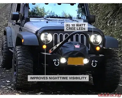 Raxiom Clear Lens Black Housing 6-LED Headlights w/ Partial Halo Jeep Wrangler TJ | JK 1997-2018 - J135442