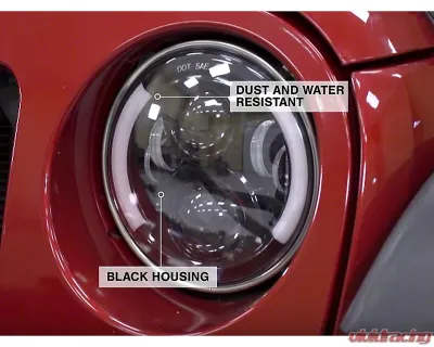 Raxiom Clear Lens Black Housing 6-LED Headlights w/ Partial Halo Jeep Wrangler TJ | JK 1997-2018 - J135442