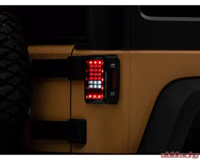 Raxiom Axial Series Clear Lens Black Housing LED Tail Lights Jeep Wrangler JK 2007-2018 - J141585