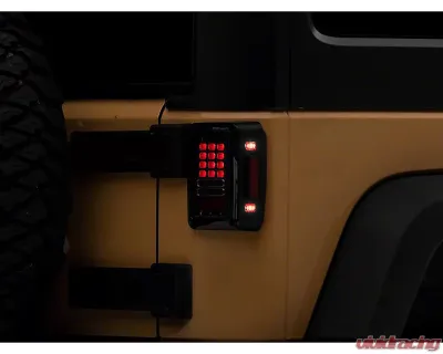 Raxiom Axial Series Clear Lens Black Housing LED Tail Lights Jeep Wrangler JK 2007-2018 - J141585