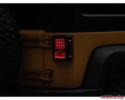 Raxiom Axial Series Clear Lens Black Housing Lux LED Tail Lights Jeep Wrangler JK 2007-2018 - J141596