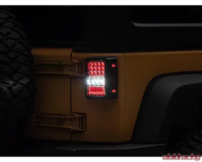 Raxiom Axial Series Clear Lens Black Housing Lux LED Tail Lights Jeep Wrangler JK 2007-2018 - J141596