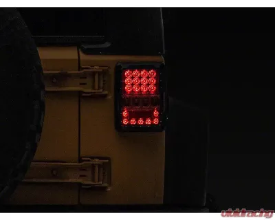 Raxiom Axial Series Clear Lens Black Housing Lux LED Tail Lights Jeep Wrangler JK 2007-2018 - J141596
