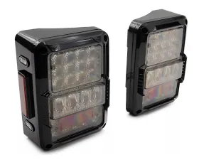 Raxiom Axial Series Clear Lens Black Housing Lux LED Tail Lights Jeep Wrangler JK 2007-2018