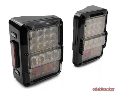 Raxiom Axial Series Clear Lens Black Housing Lux LED Tail Lights Jeep Wrangler JK 2007-2018 - J141596