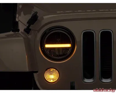 Raxiom Axial Series Clear Lens Black Housing 7" LED Headlights w/ DRL & Signal Function Jeep Wrangler TJ | JK 1997-2018 - J143372