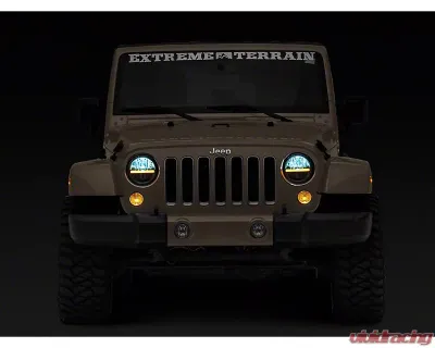 Raxiom Axial Series Clear Lens Black Housing 7" LED Headlights w/ DRL & Signal Function Jeep Wrangler TJ | JK 1997-2018 - J143372