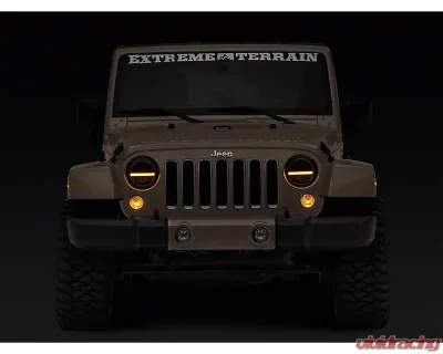 Raxiom Axial Series Clear Lens Black Housing 7" LED Headlights w/ DRL & Signal Function Jeep Wrangler TJ | JK 1997-2018 - J143372