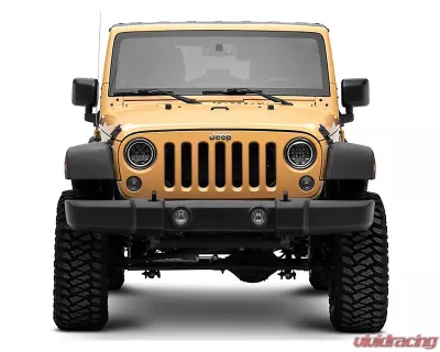 Raxiom Axial Series Clear Lens Black Housing Spider LED Headlights w/ Amber DRL & Angel Eye Halo Jeep Wrangler JK 2007-2018 - J152602