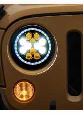 Raxiom Axial Series Clear Lens Black Housing Spider LED Headlights w/ Amber DRL & Angel Eye Halo Jeep Wrangler JK 2007-2018                                     - J152602 - Image 8