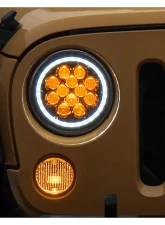 Raxiom Axial Series Clear Lens Black Housing Spider LED Headlights w/ Amber DRL & Angel Eye Halo Jeep Wrangler JK 2007-2018                                     - J152602 - Image 9