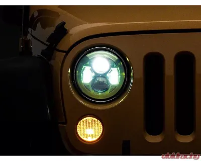 Raxiom Clear Lens Green Housing 7" LED Headlights Jeep Wrangler JK 2007-2018 - J154699