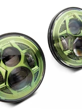 Raxiom Clear Lens Green Housing 7" LED Headlights Jeep Wrangler JK 2007-2018                                     - J154699 - Image 11