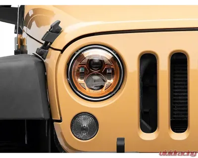 Raxiom Clear Lens Orange Housing 7" LED Headlights Jeep Wrangler JK 2007-2018 - J154700