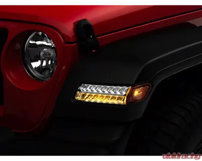 Raxiom Axial Series Chrome Housing Sequential LED Parking/Turn Signal Lights Jeep Wrangler JL Sport 2018-2023 - J155020-JL
