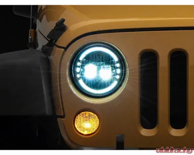 Raxiom Axial Series Clear Lens Chrome Housing 7" LED Headlights w/ DRL Jeep Wrangler TJ | JK 1997-2018 - J155569