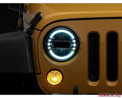 Raxiom Axial Series Clear Lens Chrome Housing 7" LED Headlights w/ DRL Jeep Wrangler TJ | JK 1997-2018 - J155569