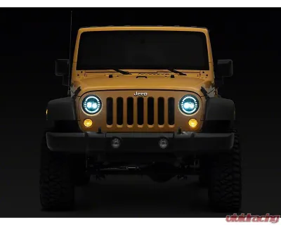 Raxiom Axial Series Clear Lens Chrome Housing 7" LED Headlights w/ DRL Jeep Wrangler TJ | JK 1997-2018 - J155569