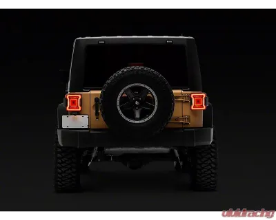 Raxiom Axial Series Red Lens Black Housing JL Style LED Tail Lights Jeep Wrangler JK 2007-2018 - J164242