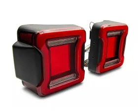 Raxiom Axial Series Red Lens Black Housing JL Style LED Tail Lights Jeep Wrangler JK 2007-2018