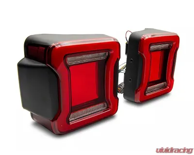 Raxiom Axial Series Red Lens Black Housing JL Style LED Tail Lights Jeep Wrangler JK 2007-2018 - J164242