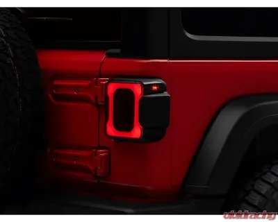 Raxiom Axial Series Smoked Lens Black Housing Carver LED Tail Lights Jeep Wrangler JL w/ Factory Halogen Tail Lights 2018-2024 - J164243-JL