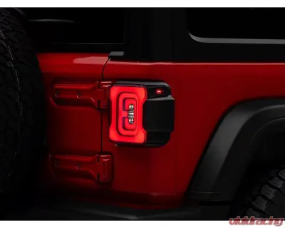 Raxiom Axial Series Smoked Lens Black Housing Carver LED Tail Lights Jeep Wrangler JL w/ Factory Halogen Tail Lights 2018-2024 - J164243-JL