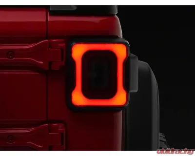 Raxiom Axial Series Smoked Lens Black Housing Carver LED Tail Lights Jeep Wrangler JL w/ Factory Halogen Tail Lights 2018-2024 - J164243-JL
