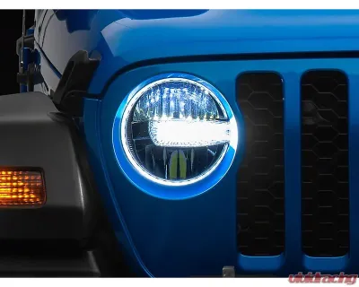 Raxiom Axial Series Clear Lens Black Housing 9" LED Headlights Jeep Wrangler JL | Gladiator JT w/ Factory Halogen Headlights 2018-2024 - J164371